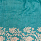 Tashi Blue Mirror Embroidered Tussar Saree