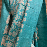 Tashi Blue Mirror Embroidered Tussar Saree