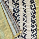 Colour blocked tussar saree