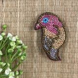 Brooches - Colourful Parakeet Face