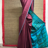 Kalpataru Teal Pallu Hand Painted Saree