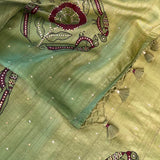 Ombre tussar hand painted saree