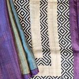 Colour blocked tussar saree