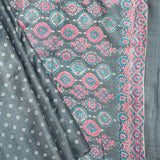 Veena Grey Diamond Printed Tussar Saree