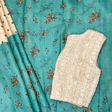 Veena Azure Bloom Tussar Saree