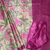 Veena Purple Floral Tussar Saree