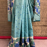 Tushara Foliage Kutch Work Tussar Saree
