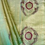 Ombre tussar hand painted saree