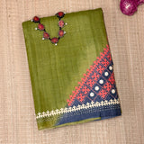 Tushara Multicolour Kutch Work Tussar Saree