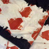 Brush Dyed Cotton Saree - Hexagon Grid