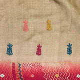 Beige Tussar Kantha Work Saree