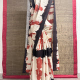 Brush Dyed Cotton Saree - Hexagon Grid