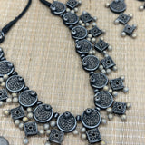 Grey Geometric Terracotta Necklace