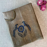 Ombre tussar hand painted saree