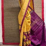 Mila Ochre Colour-Blocked Kanchipuram Silk Saree