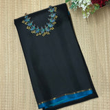 Kalpataru Teal Pallu Hand Painted Saree