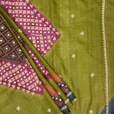 Tushara Multicolour Kutch Work Tussar Saree