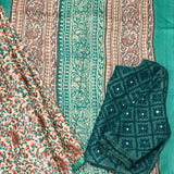 Veena Beige Floral Tussar Saree