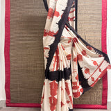 Brush Dyed Cotton Saree - Hexagon Grid