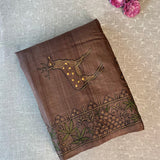 Tussar kantha embroidered saree