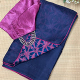 Mishrita Organza Flip Saree - Navy Blue