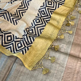 Colour blocked tussar saree