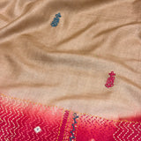 Beige Tussar Kantha Work Saree