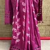 Jhaalar Purple Cutwork Tussar Saree