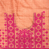 Maya Peach Zari Checks Tussar Saree