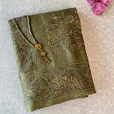 Tussar kantha embroidered saree