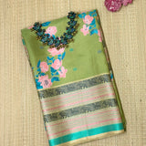 Mila Floral Thread Woven Border Silk Saree