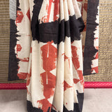 Brush Dyed Cotton Saree - Hexagon Grid