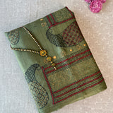 Tussar kantha embroidered saree