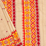 Beige Tussar Lambhani Embroidered saree