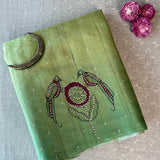 Ombre tussar hand painted saree