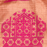 Maya Peach Zari Checks Tussar Saree