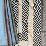 Colour blocked tussar saree