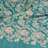 Tashi Blue Mirror Embroidered Tussar Saree