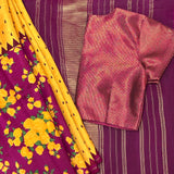 Mila Ochre Colour-Blocked Kanchipuram Silk Saree