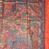 Veena Orange Retro Tussar Saree