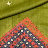 Tushara Multicolour Kutch Work Tussar Saree