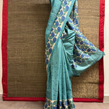 Tushara Foliage Kutch Work Tussar Saree