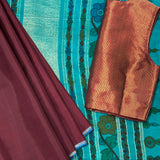 Kalpataru Teal Pallu Hand Painted Saree