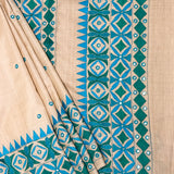 Beige Tussar Lambhani Embroidered saree