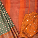 Mila Green Spark Thread Woven Border Silk Saree