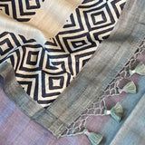 Colour blocked tussar saree
