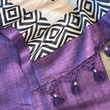 Colour blocked tussar saree