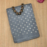 Veena Grey Diamond Printed Tussar Saree