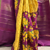 Mila Ochre Colour-Blocked Kanchipuram Silk Saree