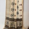 chandheri and tussar block printed saree